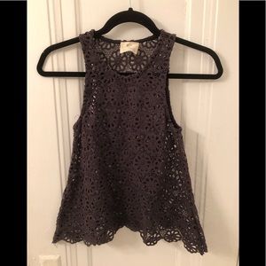 Pins and needles black crotchet tank